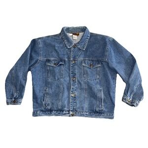 Baccini Trucker Jean Jacket Men's Large Blue Faded Wash Denim Vintage Y2K